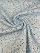 Beaded Mesh 3D Fabric - Light Blue - Beaded Lace Mesh Fabric Embroidered with Small Sequins Sold By Yard