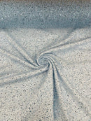 Beaded Mesh 3D Fabric - Light Blue - Beaded Lace Mesh Fabric Embroidered with Small Sequins Sold By Yard