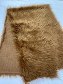 60" Solid Shaggy Faux Fur - Light Brown - Long Pile Luxury Shaggy Soft Faux Fur Fabric By Yard