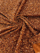 58/60" Velvet Sequins Stretch Fabric - Light Brown - Velvet Sequins 2 Way Stretch By Yard