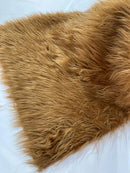 60" Solid Shaggy Faux Fur - Light Brown - Long Pile Luxury Shaggy Soft Faux Fur Fabric By Yard