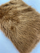 60" Solid Shaggy Faux Fur - Light Brown - Long Pile Luxury Shaggy Soft Faux Fur Fabric By Yard