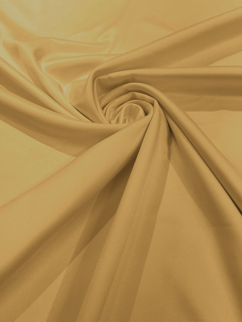 Matte L'Amour Stretch Satin - Light Gold - Stretch Satin Fabric For Bridal, Prom Dress Sold By Yard