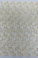 Flower Plant Sequins Fabric - Light Gold - Embroidered Sequins On Flower Pattern Lace By Yard