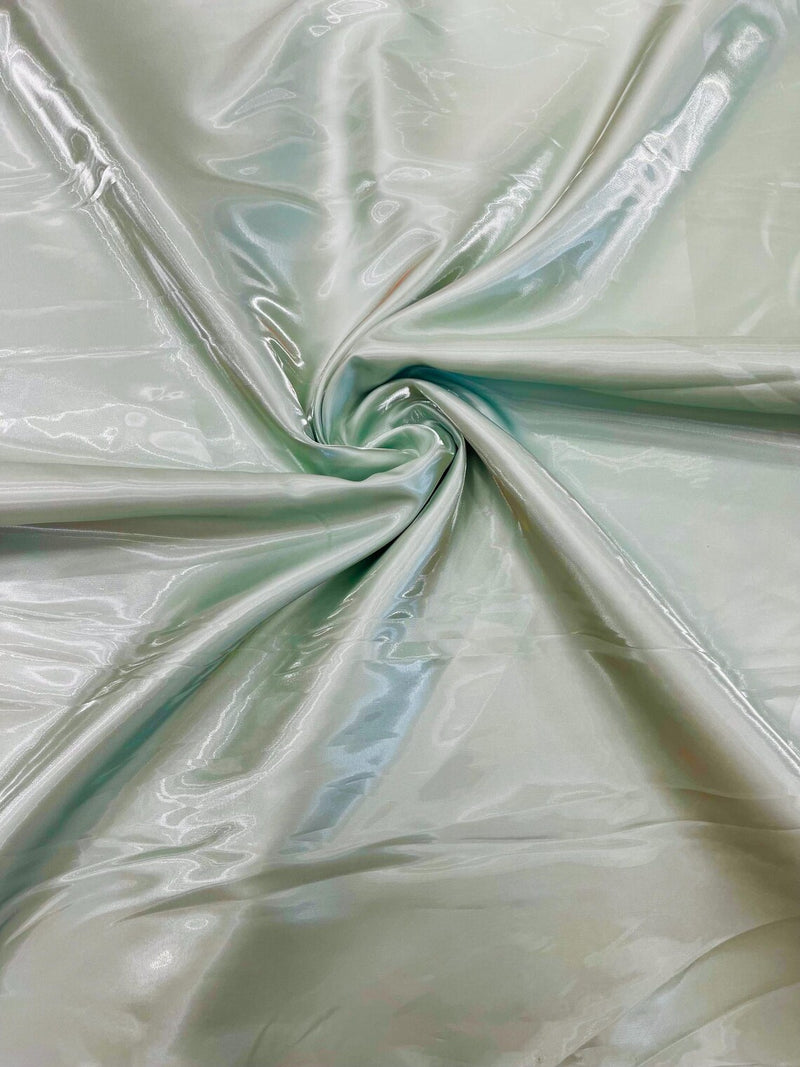 60" Crystal Liquid Satin Fabric - Water Shine Ultra Glossy Shimmer Reflective Bridal Satin Fabric By Yard