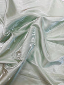 60" Crystal Liquid Satin Fabric - Water Shine Ultra Glossy Shimmer Reflective Bridal Satin Fabric By Yard