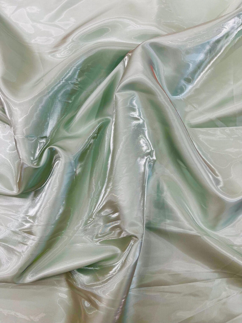 60" Crystal Liquid Satin Fabric - Water Shine Ultra Glossy Shimmer Reflective Bridal Satin Fabric By Yard