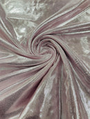 60" Metallic Foil Fabric - Light Pink / Silver - 4 Way Stretch Spandex Foggy Foil Shiny Metallic Fabric by Yard