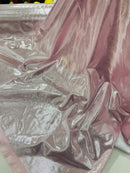 60" Metallic Foil Fabric - Light Pink / Silver - 4 Way Stretch Spandex Foggy Foil Shiny Metallic Fabric by Yard