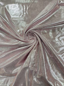 60" Metallic Foil Fabric - Light Pink / Silver - 4 Way Stretch Spandex Foggy Foil Shiny Metallic Fabric by Yard