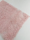 My Lady Beaded Fabric - Light Pink - Damask Beaded Sequins Embroidered Fabric By Yard
