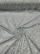Pearl Sequins Heavy Fabric - Light Silver - Heavy Duty Handmade Embroidery Lace Sequins By Yard