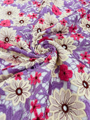 Multi-Color Guipure Lace Fabric - Lilac / Pink - Floral Lace Fabric Sold by The Yard
