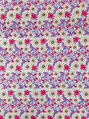 Multi-Color Guipure Lace Fabric - Lilac / Pink - Floral Lace Fabric Sold by The Yard