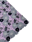 Multi-Color Guipure Lace Fabric - Lilac / Silver / Black - Floral Lace Fabric Sold by The Yard