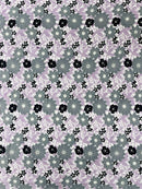 Multi-Color Guipure Lace Fabric - Lilac / Silver / Black - Floral Lace Fabric Sold by The Yard