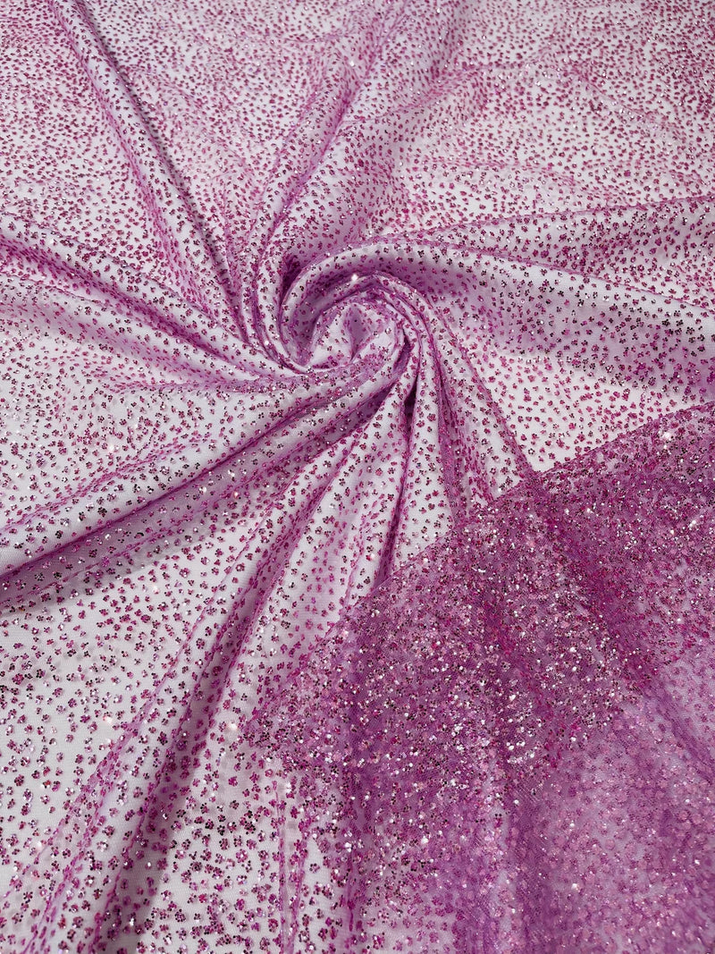 Glitter Dots Mesh Fabric - Lilac - Shiny 60" Mesh Sheer Fabric Sold By The Yard