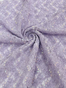 Pearls and Sequins Floral Fabric - Lilac - Embroidered Beaded Sequins Fabric Lace By Yard