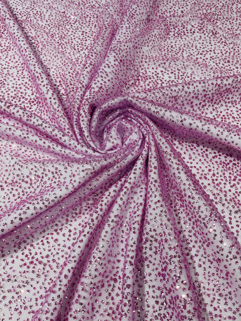 Glitter Dots Mesh Fabric - Lilac - Shiny 60" Mesh Sheer Fabric Sold By The Yard