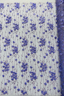 3D Floral Glitter Fabric - Lilac - 3D Sequins and Glitter Floral Design on Mesh Sold By Yard
