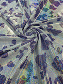 Spandex Cow Print Design - Lilac - Holographic Print Poly Spandex Fabric 4 Way Stretch - 60” Sold By Yard