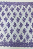 Isabela Design - Lilac - Embroidery Beaded Fabric With Sequin on a Mesh Fabric by the yard