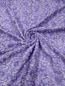 Sequins Satin Rosette Fabric - Lilac - 3D Satin Rose Sequins Floral Fabric Sold By The Yard