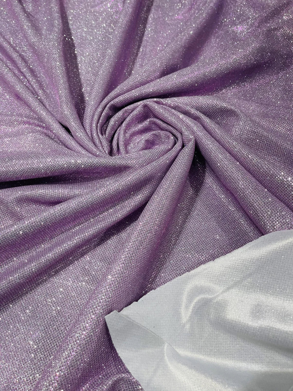 Shimmer Glitter Fabric - Lilac - Luxury Sparkle Stretch Solid Fabric S