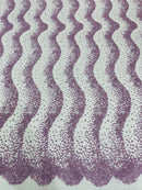 Mermaid Scales Bead Design - Lilac - Mermaid Sequins Bead Design Mesh Fabric by yard