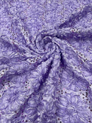 Sequins Satin Rosette Fabric - Lilac - 3D Satin Rose Sequins Floral Fabric Sold By The Yard