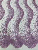 Mermaid Scales Bead Design - Lilac - Mermaid Sequins Bead Design Mesh Fabric by yard