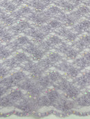 Pearls and Sequins Floral Fabric - Lilac - Embroidered Beaded Sequins Fabric Lace By Yard