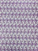 Metallic Floral Butterfly Fabric - Lilac - Embroidered Floral Butterfly Design Mesh Fabric by Yard