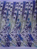 Olivia Sequins Design - Lilac - 4 Way Stretch Multi Color Sequin Fabric on Mesh Sold By Yard