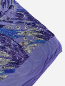 Olivia Sequins Design - Lilac - 4 Way Stretch Multi Color Sequin Fabric on Mesh Sold By Yard