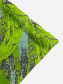 Olivia Sequins Design - Lime / Aqua / Silver - 4 Way Stretch Multi Color Sequin Fabric on Mesh Sold By Yard