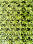 60" Feather Shaggy Faux Fur - Lime Green / Black - Soft Long Pile Thick Faux Fur Fabric By Yard