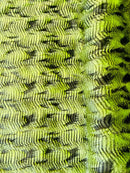60" Feather Shaggy Faux Fur - Lime Green / Black - Soft Long Pile Thick Faux Fur Fabric By Yard
