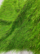 Metallic Fringe Eyelash / Feather - Lime Green / Silver - Embroidered Fabric with Hanging Details 2 Way Stretch By Yard