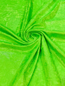 Foggy Foil Velvet Fabric - Lime Green - Oil Slick 58/60" Stretch Foil Velvet Black Light Fabric By Yard