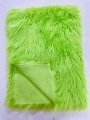 60" Solid Shaggy Faux Fur - Lime Green - Long Pile Luxury Shaggy Soft Faux Fur Fabric By Yard