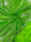 60" Metallic Foil Fabric - Lime Green - 4 Way Stretch Spandex Foggy Foil Shiny Metallic Fabric by Yard