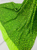 58/60" Velvet Sequins Stretch Fabric - Lime Green - Velvet Sequins 2 Way Stretch By Yard