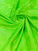 Foggy Foil Velvet Fabric - Lime Green - Oil Slick 58/60" Stretch Foil Velvet Black Light Fabric By Yard
