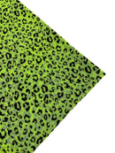 Cheetah Print Power Mesh Fabric - Lime Green - 4 Way Stretch Glitter Cheetah Design Power Mesh Fabric by Yard