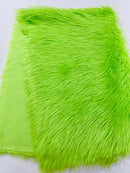 60" Solid Shaggy Faux Fur - Lime Green - Long Pile Luxury Shaggy Soft Faux Fur Fabric By Yard