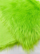 60" Solid Shaggy Faux Fur - Lime Green - Long Pile Luxury Shaggy Soft Faux Fur Fabric By Yard