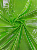 60" Metallic Foil Fabric - Lime Green - 4 Way Stretch Spandex Foggy Foil Shiny Metallic Fabric by Yard