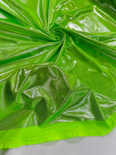 60" Metallic Foil Fabric - Lime Green - 4 Way Stretch Spandex Foggy Foil Shiny Metallic Fabric by Yard