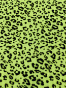 Cheetah Print Power Mesh Fabric - Lime Green - 4 Way Stretch Glitter Cheetah Design Power Mesh Fabric by Yard